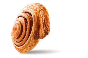Cinnamon bun on a white isolated background