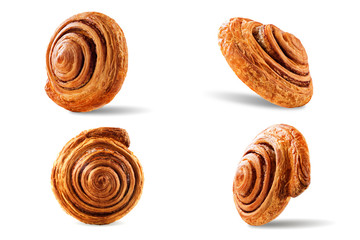Cinnamon bun on a white isolated background