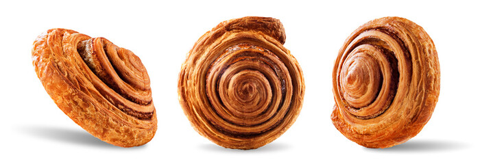 Cinnamon bun on a white isolated background