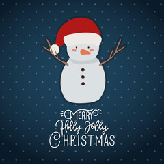 happy mery christmas card with snowman character