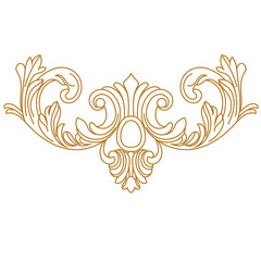 Fototapeta premium Golden vintage baroque ornament, corner. Retro pattern antique style acanthus.