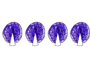 four purple trees, winter pattern, ornament