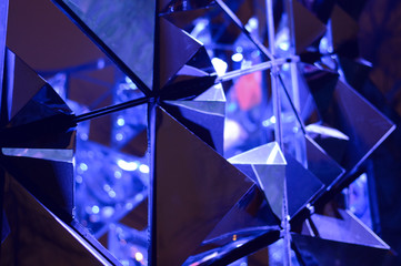 Blurred, selective focused, abstract festive  background with  blue light structure for design on...