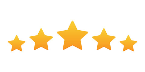 Five star quality rating on a white background