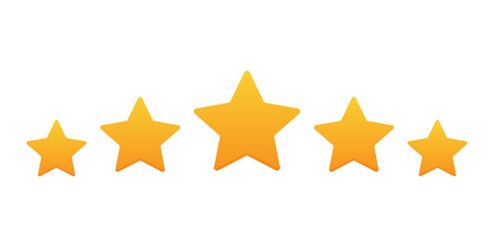 Five star quality rating on a white background