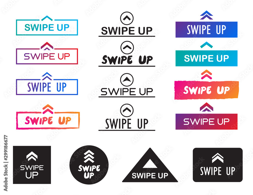 Poster set of swipe up icons. swipe up buttons collection