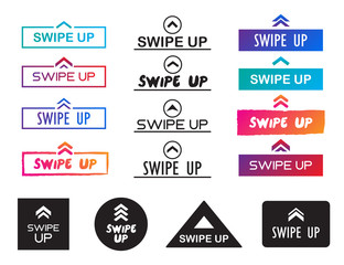 Set of swipe up icons. Swipe up buttons collection