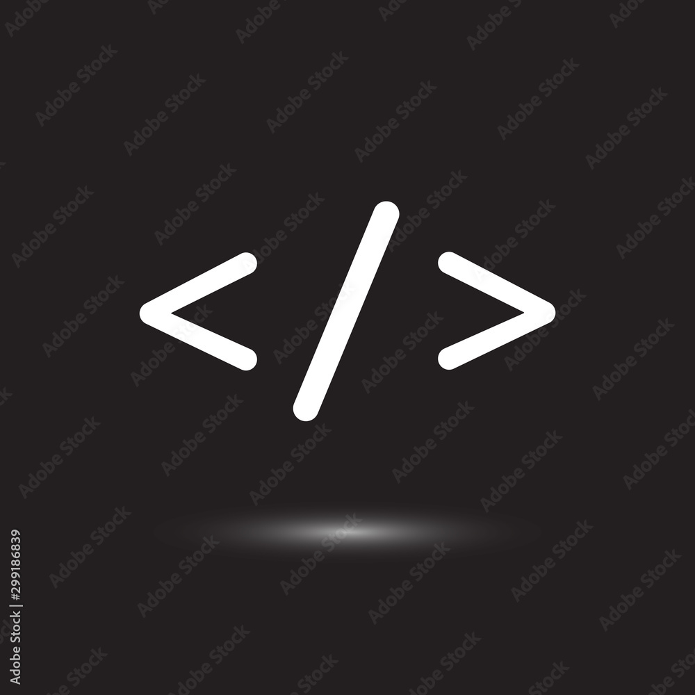 Aufkleber flat design of code icon isolated on dark background. code symbol for your web site design, logo, ap