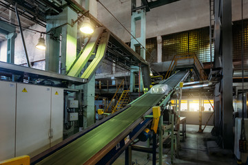 Moving conveyor transporter with chemical production on chemical polymer factory
