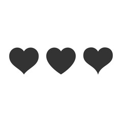 Heart shape simple black vector icon set. Heart silhouette glyph symbol set.