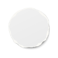 Round torn paper tear with soft shadow isolated on white background. Vector paper template. - 299188275