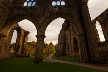 Ruin of medieval Bolton Abbey in Yorkshire Dales, Yorkshire,Great Britain.