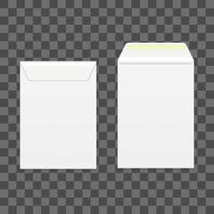 Realistic Detailed 3d White Blank Envelopes Template Mockup Set. Vector