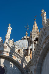 Fototapeta na wymiar Fragment of the roof with domes. St. Mark's Basilica (Basilica di San Marco). Travel photo. Venice. Italy. Europe.