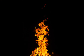 hot orange fire on black background