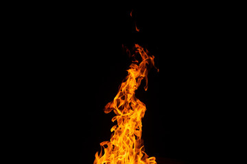 hot orange fire on black background