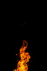 hot orange fire on black background