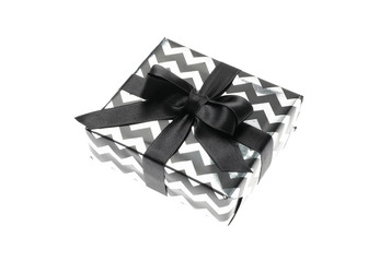 Gift box with bow isolated on white background. Black Friday sale