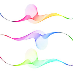  Set of horizontal colored waves on a white background. Design element