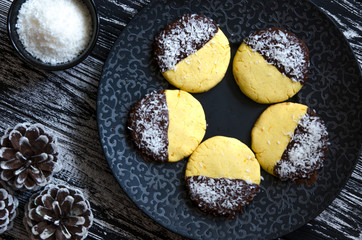 New Year's corn cookies with chocolate and coconut