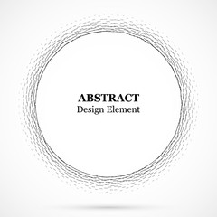 Circular lines.Set of spiral lines.Assymetric radial elements.Linear drawing.Vector illustration pattern.Monochrome concentric background.