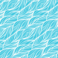 Abstract sea waves seamless pattern. Monochrome wavy striped background. Endless backdrop. Vector illustration