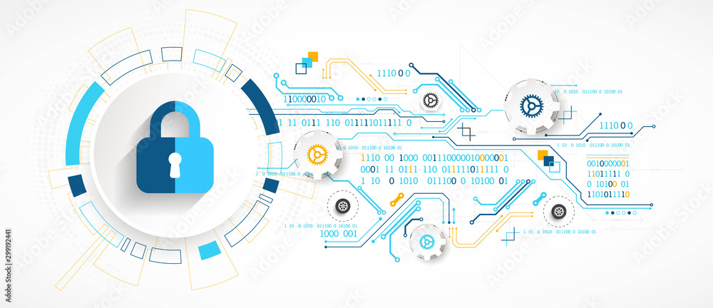 Aufkleber secure digital space. virtual confidential, programming protection.
