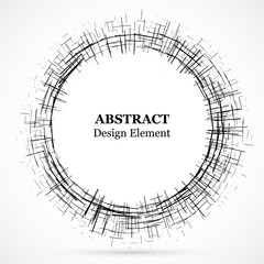 Abstract circular element.Set of circular crisscrosses.Assymetric radial elements.Linear drawing.Vector illustration pattern.Monochrome background. Geometric element.