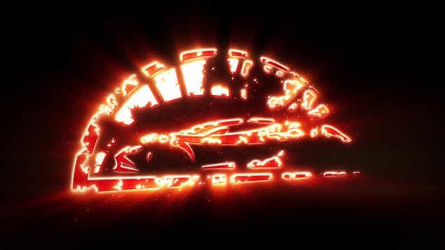 Red Sport Car Logo with Reveal Effect Overlay Graphic Element