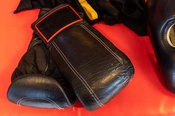 Boxing gloves for work on a punching bag. Training gloves.