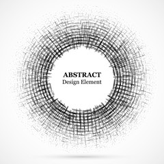 Abstract circular element.Set of circular crisscrosses.Assymetric radial elements.Linear drawing.Vector illustration pattern.Monochrome background. Geometric element.