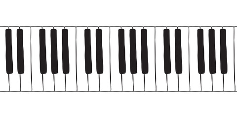 Fototapeta premium Vector seamless doodle pattern with hand drawn piano, harpsichord keys. Musical octave, notes in musical Western scale. Pianoforte musical grand piano octaves, sketch drawing.