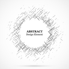 Abstract circular element.Set of circular crisscrosses.Assymetric radial elements.Linear drawing.Vector illustration pattern.Monochrome background. Geometric element.