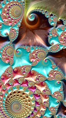 Artfully 3D rendering fractal, fanciful abstract illustration and colorful designed pattern