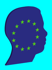Euro Flag in Man Head Shape 3D Vector illustration eps 10