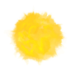 Vector yellow watercolor sun, isolated on white background. Illustration.