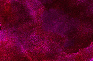 Magenta watercolor on black background. Creative dark pink paper texture water color painted illustration. Colorful smeared fuchsia neon paper textured aquarelle canvas for creative design