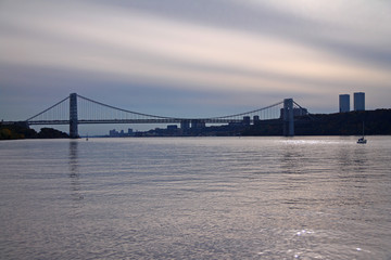 Washington bridge sunset with clouds