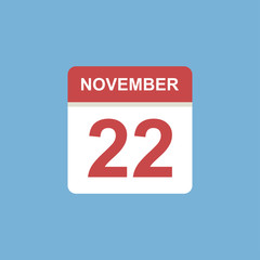 calendar - November 22 icon illustration isolated vector sign symbol