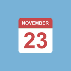 calendar - November 23 icon illustration isolated vector sign symbol