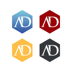 letter A and D in poligon logo SET vector