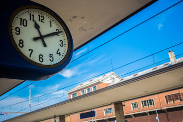 Traditional clock on a train station