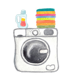 watercolor illustration of a grey. washing machine