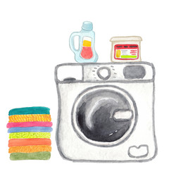 watercolor illustration of a grey. washing machine