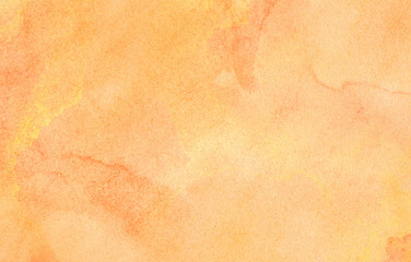 Grungy ink effect bright yellow and orange color shades watercolor background. Vivid aquarelle...