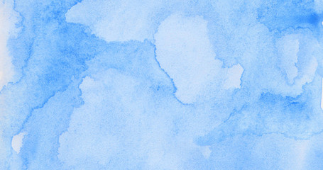 Light sky blue shades color frame watercolor illustration, creative background, smeared aquarelle...
