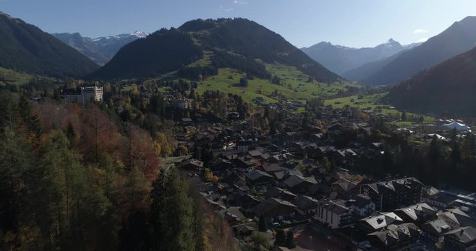 Gstaad autumn back travelling - Aerial 4K