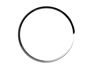 Artistic black circle made of black paint.Grunge oval shape made for marking.