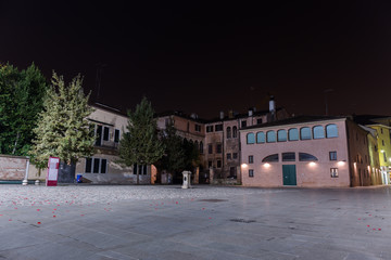 View on Rinaldi square piazza Rinaldi at night Treviso Italy