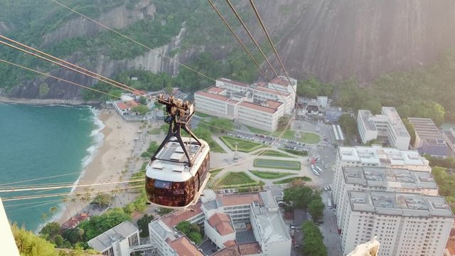 Sugarloaf Mountain cable car above the Rio de Janeiro cityscape